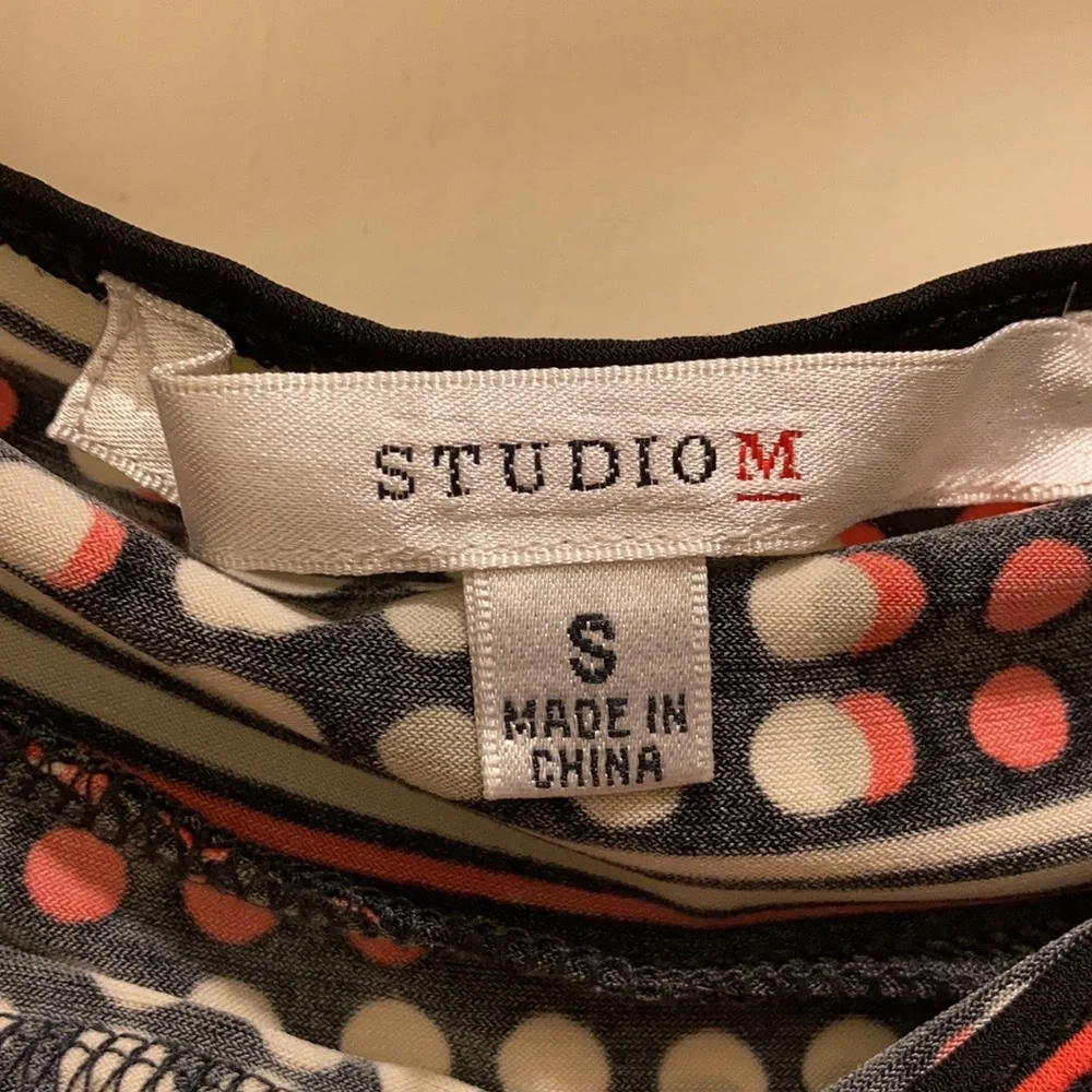 Studio M work dress fun polka dots pink white black gray - Picture 5 of 7